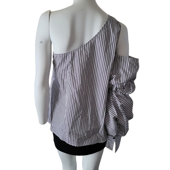 Revolve Petersyn Lara Stripe One Shoulder Blouse Size Large - Picture 8 of 10